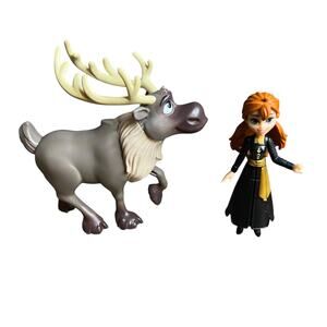 Set of 2 Disney Frozen Movie Collectible Figures Toy Anna Reindeer‎ Sven